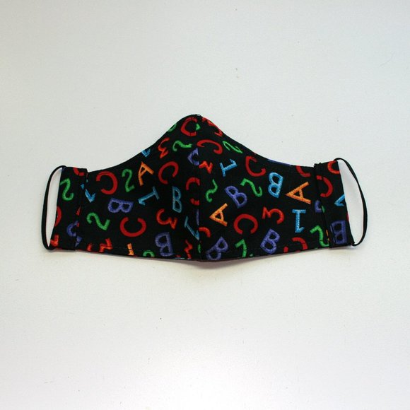 HAND CRAFTED Kids Alphabet Fabric Face Mask Shield - Picture 2 of 6